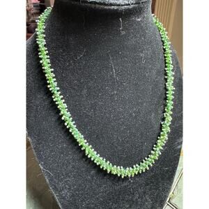 Green & Silver Glass Bead Necklace
